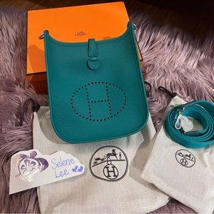 Brand new Authentic Hermes Everlyne TPM in vert jade